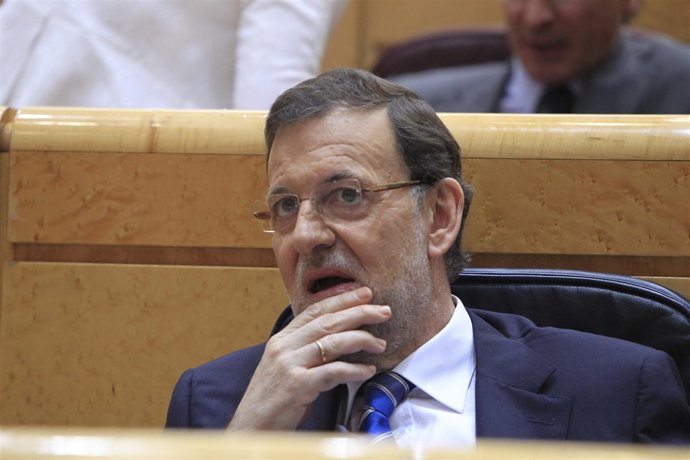 Mariano Rajoy, en su escaño del Senado en el debate sobre Bárcenas