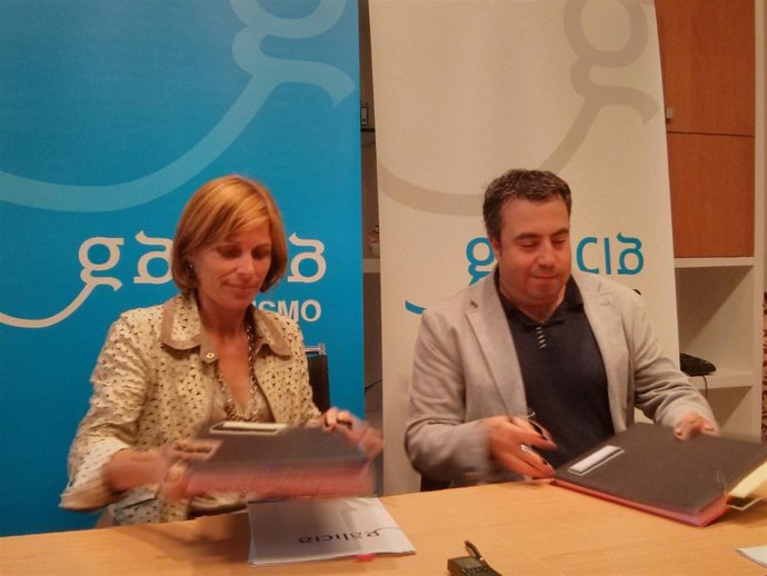 Directora de Turismo de Galicia, Castro, y el presidente Grupo NOVE, Campos