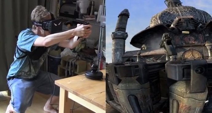 Gafas realidad virtual Oculus Rift y un mando con movimiento videojuegos