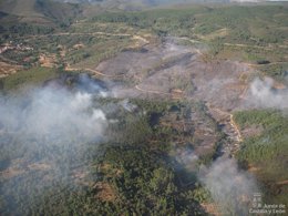Vista área del  incendio