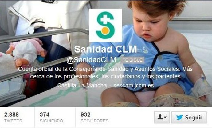Cuenta de SanidadCLM en Twitter