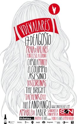 Cartel del festival Con V de Valarés, en Ponteceso