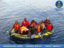 INMIGRANTES EN UNA BARCA HINCHABLE