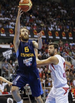 Sergio Rodríguez, en el España-Polonia