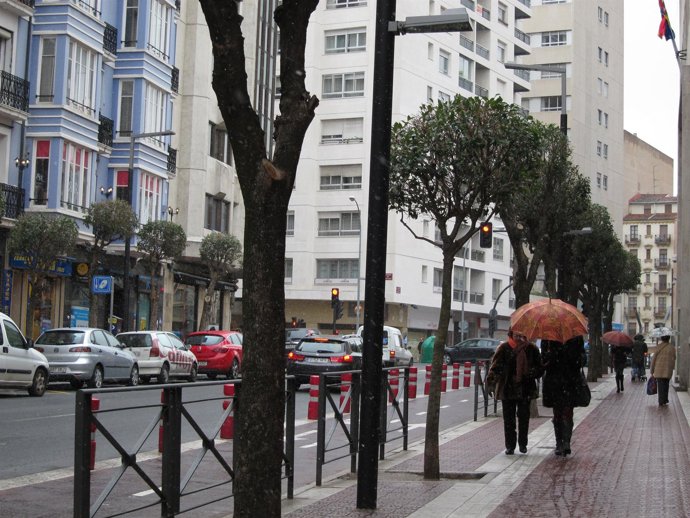 Paragüas, lluvia, nieve en Logroño