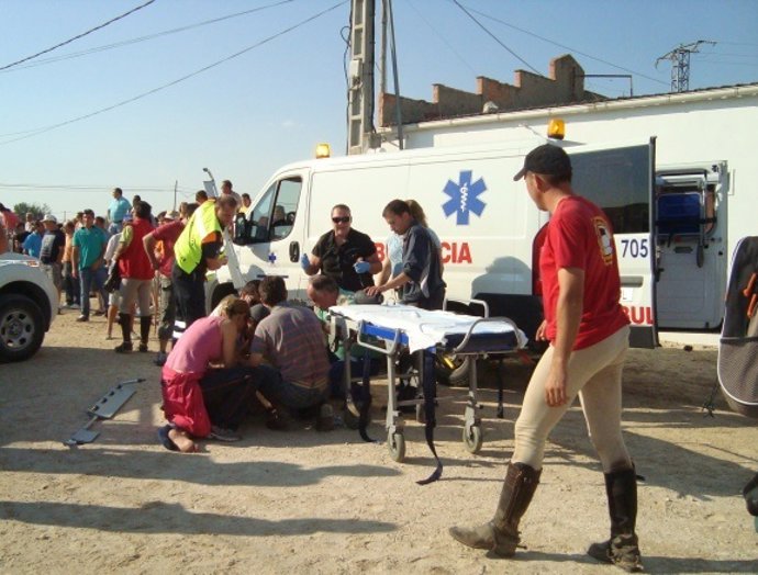 El herido es atendido en Mozoncillo (Segovia)