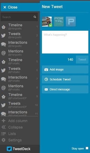 Barra de actualización de mensaje de TweetDeck para Twitter