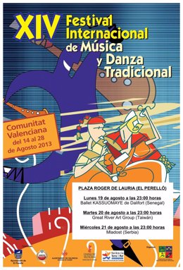 Cartel del Festival Internacional de Música y Danza Tradicional de El Perelló.