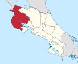 Mapa provincia Guanascate, Costa Rica