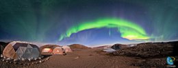 Aurora boreal en el glaciar Qaleraliq