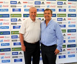 Vicente del Bosque y el alcalde de Estepona