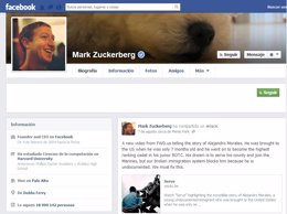 Perfil de Mark Zuckerberg en Facebook