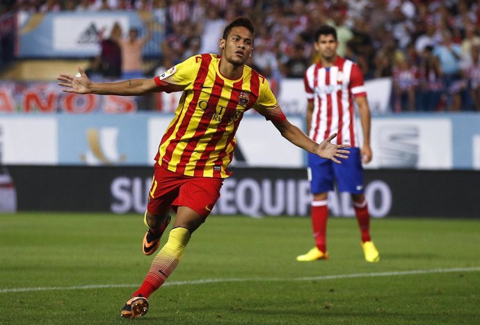 Neymar celebra su gol en la Supercopa con el FC Barcelona