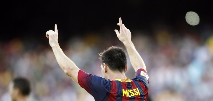 Lionel Messi celebra el domingo tras marcar un gol al Levante en el inicio de la