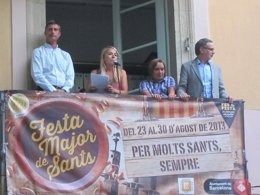 Martí, Falgueras, Miró y Mestre durante el pregón de la Fiesta Mayor de Sants