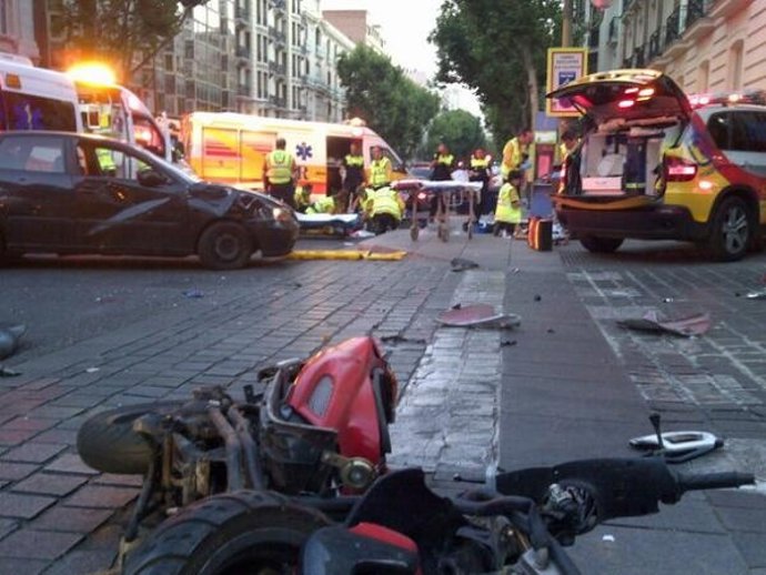 Accidente de moto en el barrio de Salamanca de Madrid