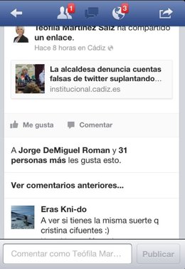 Imagen del Facebook de Teófila Martínez con 