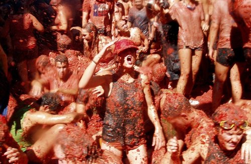 Un momento de la Tomatina de Buñol (Valencia)
