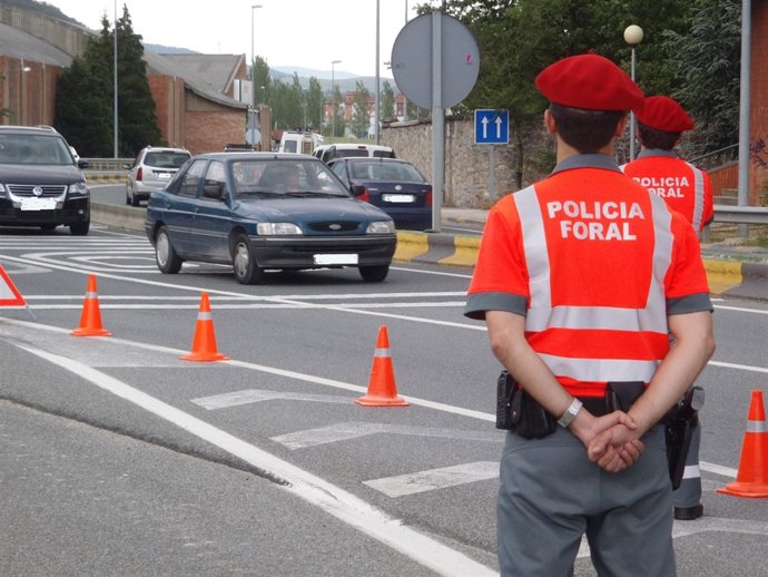Agentes de la Policía Foral en un control. 