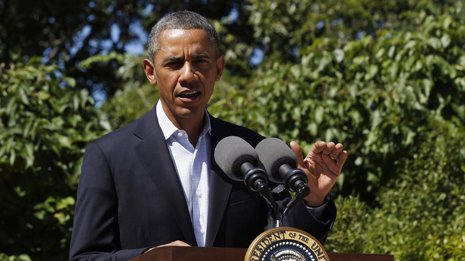 El presidente de Estados Unidos, Barack Obama, dando un discurso en su residenci