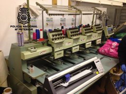 Taller en el que se falsificaban prendas de reconocidas marcas