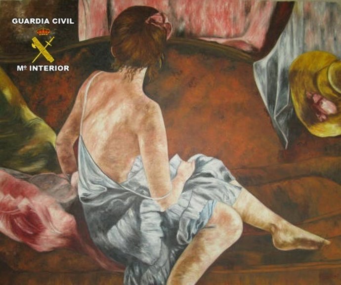 Pintura que se puso en venta por Internet con una falsa firma