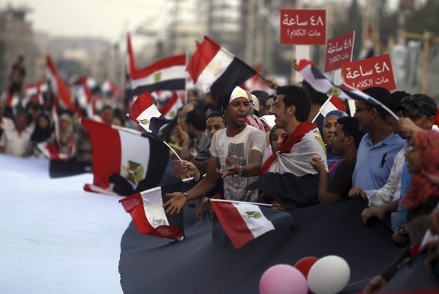 Manifestación de opositores del presidente de Egipto, Mohamed Mursi