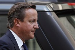 El primer ministro británico, David Cameron, a su llegada a su residencia oficia