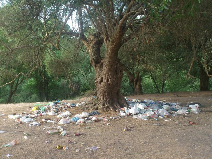 Acumulación de basura en el área recreativa de Los Hurones
