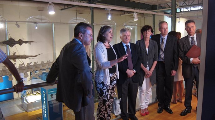 Imagen de los expertos observando la exposición