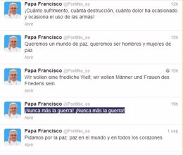 Twitter Papa Francisco contra la guerra en Siria