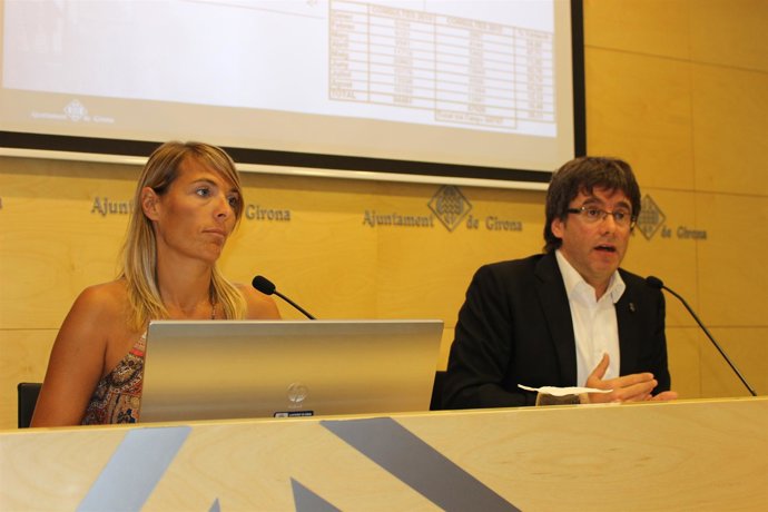 La concejal C.Cunyat y el alcalde de Girona, C.Puigdemont