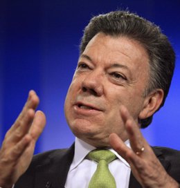 El presidente de Colombia, Juan Manuel Santos, durante una entrevista con Reuter