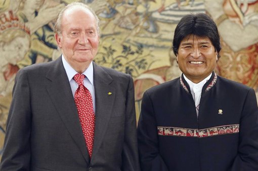 El Rey Juan Carlos recibe al Presidente Evo Morales en Zarzuela