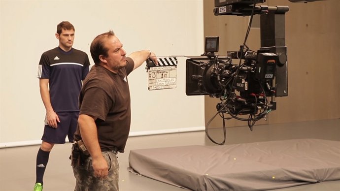 Casillas en el rodaje de la nueva campaña publicitaria de BBVA