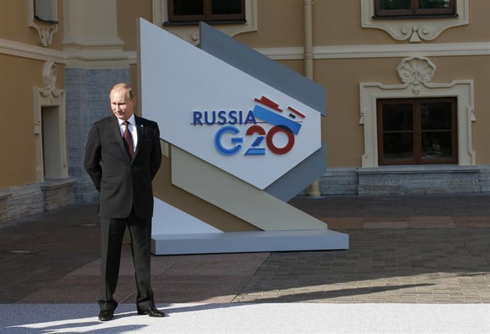 Vladimir Putin en la cumbre de San Petersburgo del G-20
