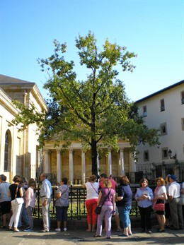 Turistas visitan la Casa de Juntas de Gernika