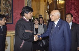 Napolitano y Evo Morales, presidente Bolivia 