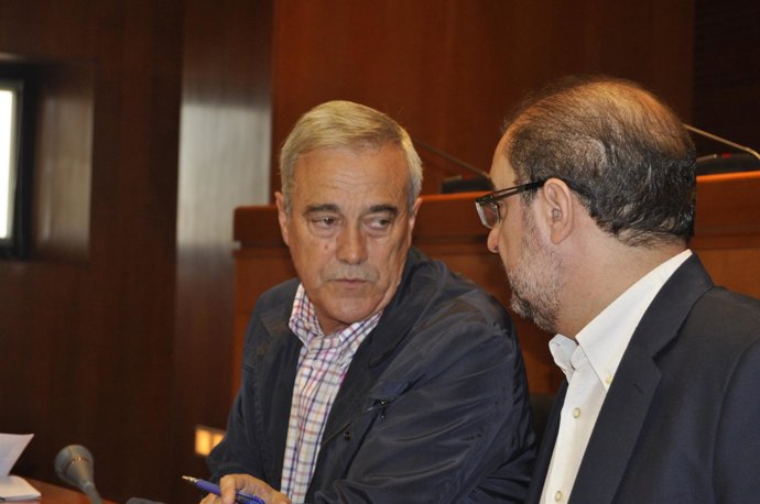El secretario general del PSOE-Aragón, Javier Lambán, y el portavoz, Javier Sada
