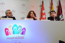 Ignacio González, Ana Botella y Alejandro Blanco en la rueda de prensa