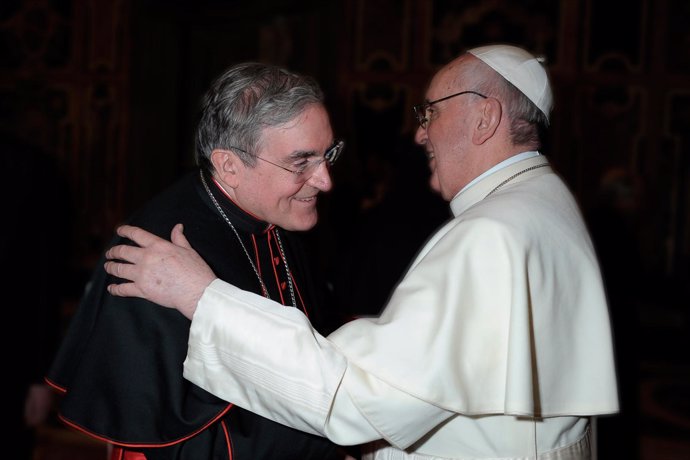 Lluís Martínez Sistach (cardenal arzobispo de Barcelona) y el Papa Francisco