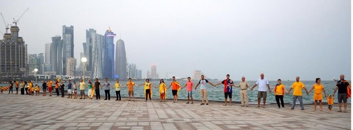 Cadena humana en Qatar