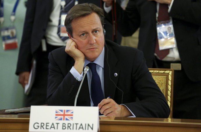 El primer ministro británico, David Cameron, durante la primera sesión de la cum