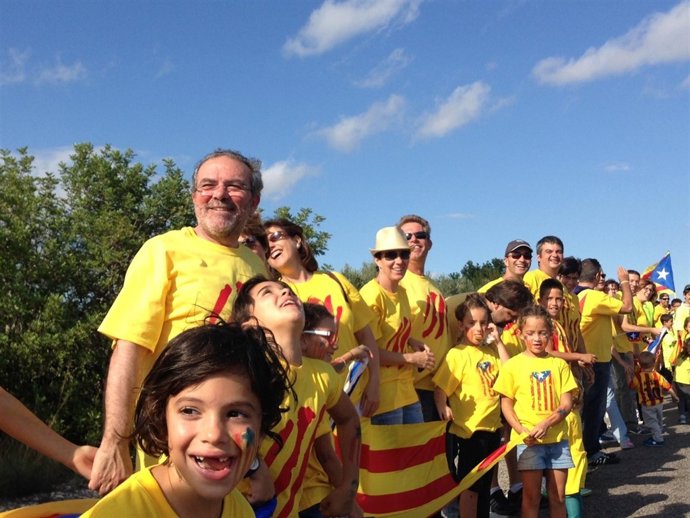 El pte.Diputación de Lleida Joan Reñé (CiU) en la Via Catalana