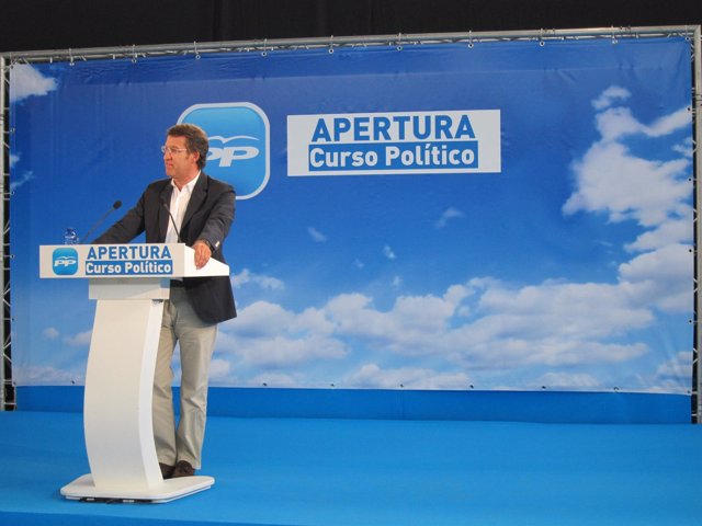 El líder del PPdeG, Alberto Núñez Feijóo, en su intervención