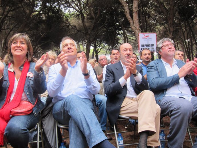 N.Marín, P.Navarro (PSC), A.P.Rubalcaba (PSOE), A.Balmón (PSC)