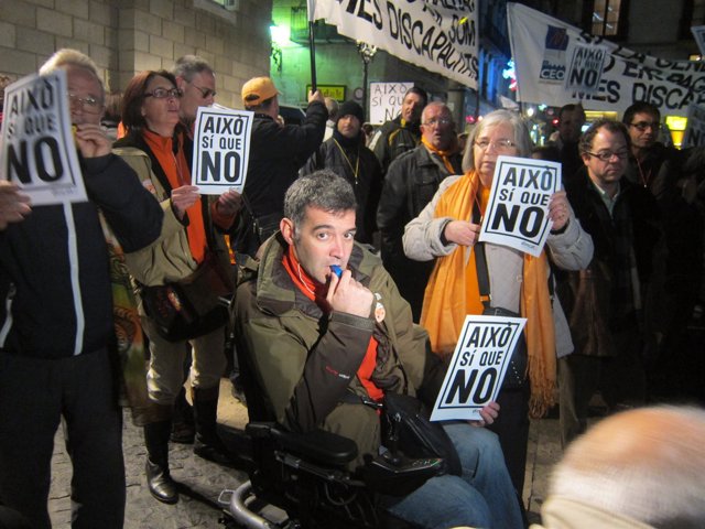 Protesta de discapacitados en Barcelona