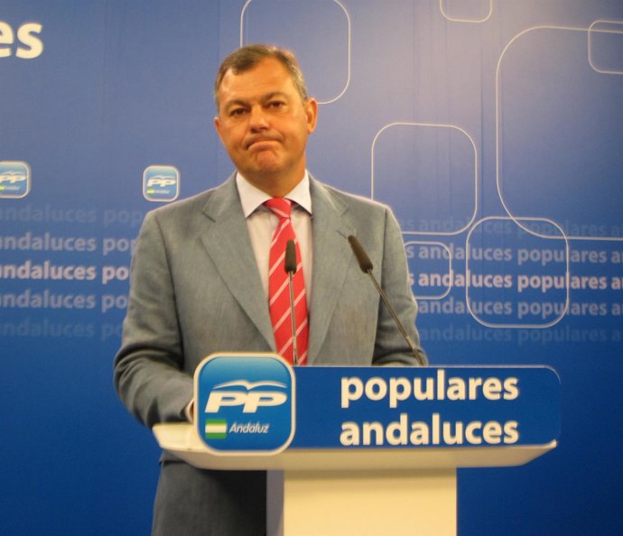 El secretario general del PP-A, José Luis Sanz, en rueda de prensa