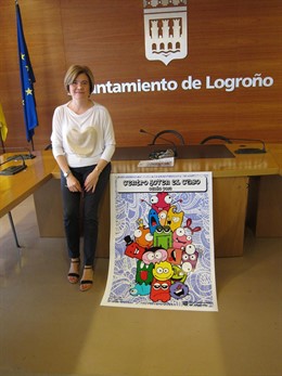 Corres, con el cartel de los centros jóvenes