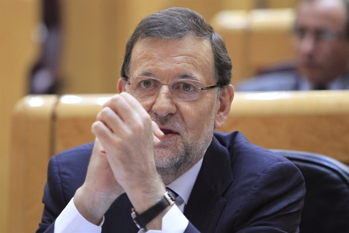 Mariano Rajoy, en su escaño del Senado en el debate sobre Bárcenas